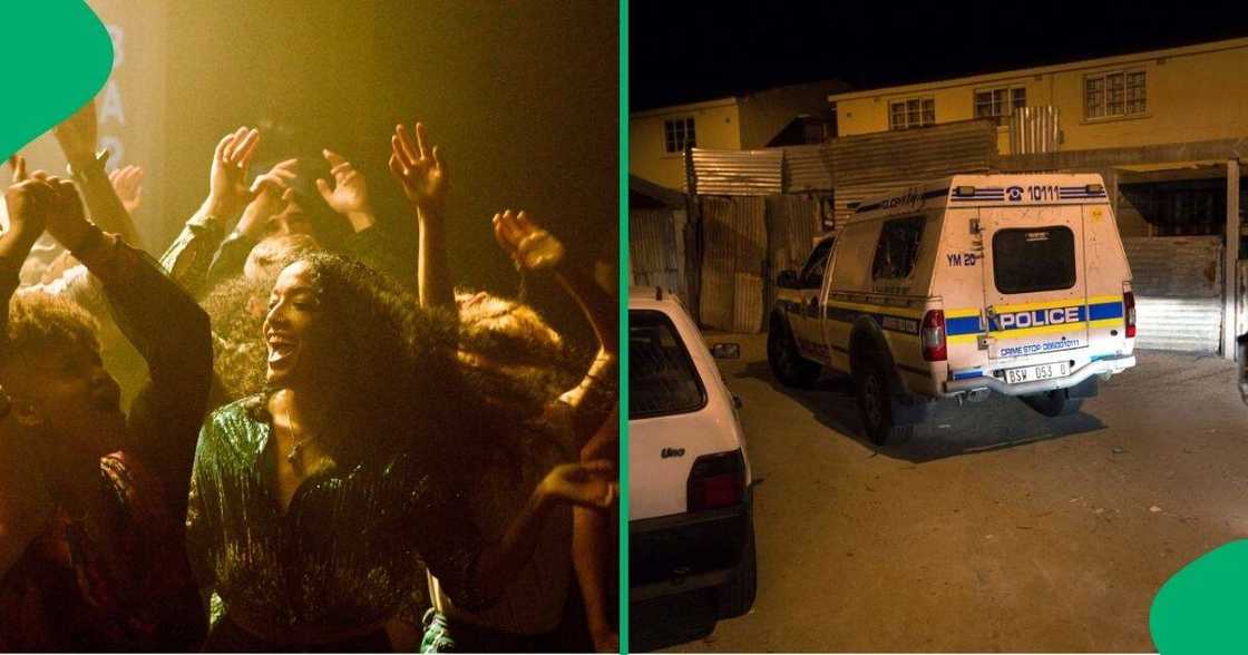 East London clubgoers burst into song as police shut down the club. East London clubgoers burst into song as police shut down the club.