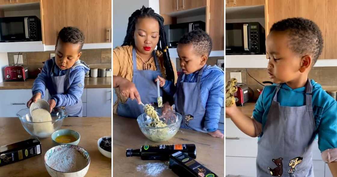 A darling mom and son baked together in a touching video that made Mzansi fall for the duo A darling mom and son baked together in a touching video that made Mzansi fall for the duo