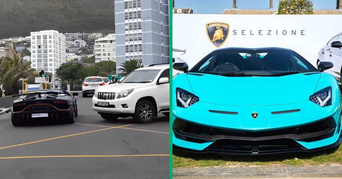 A video captured an incident that almost occurred in Cape Town between a R10m Lamborghini Aventador SV and a Toyota Land Cruiser. A video captured an incident that almost occurred in Cape Town between a R10m Lamborghini Aventador SV and a Toyota Land Cruiser.