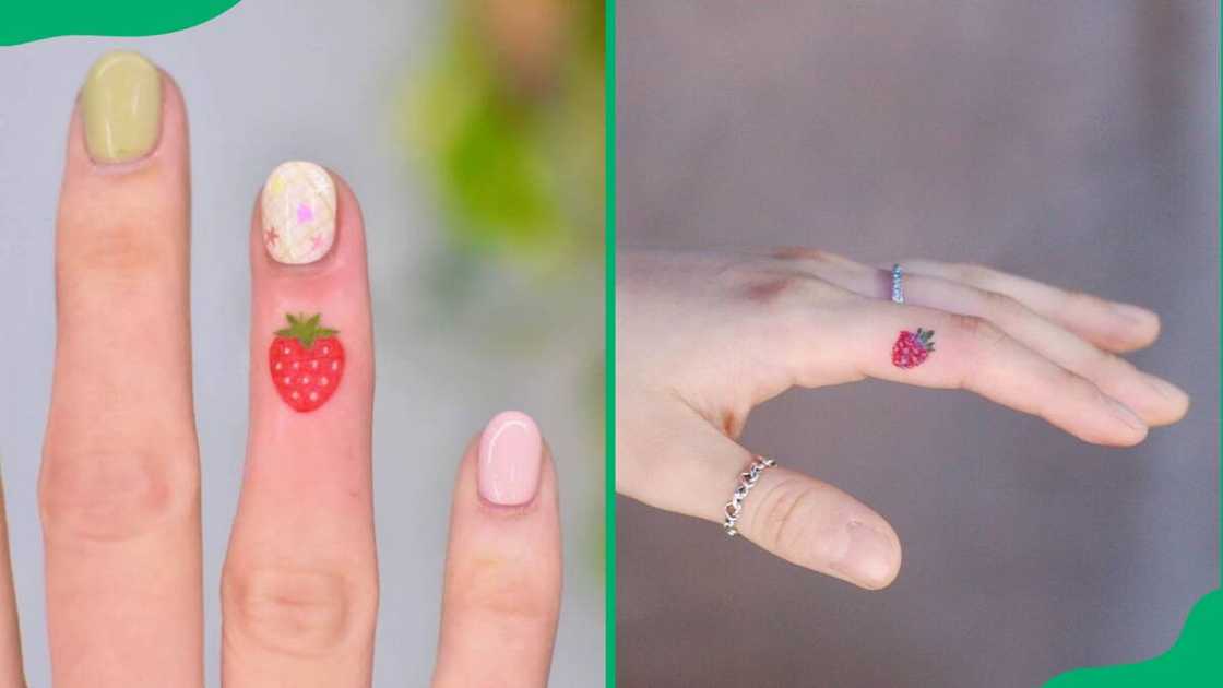 Strawberry finger tattoo Strawberry finger tattoo