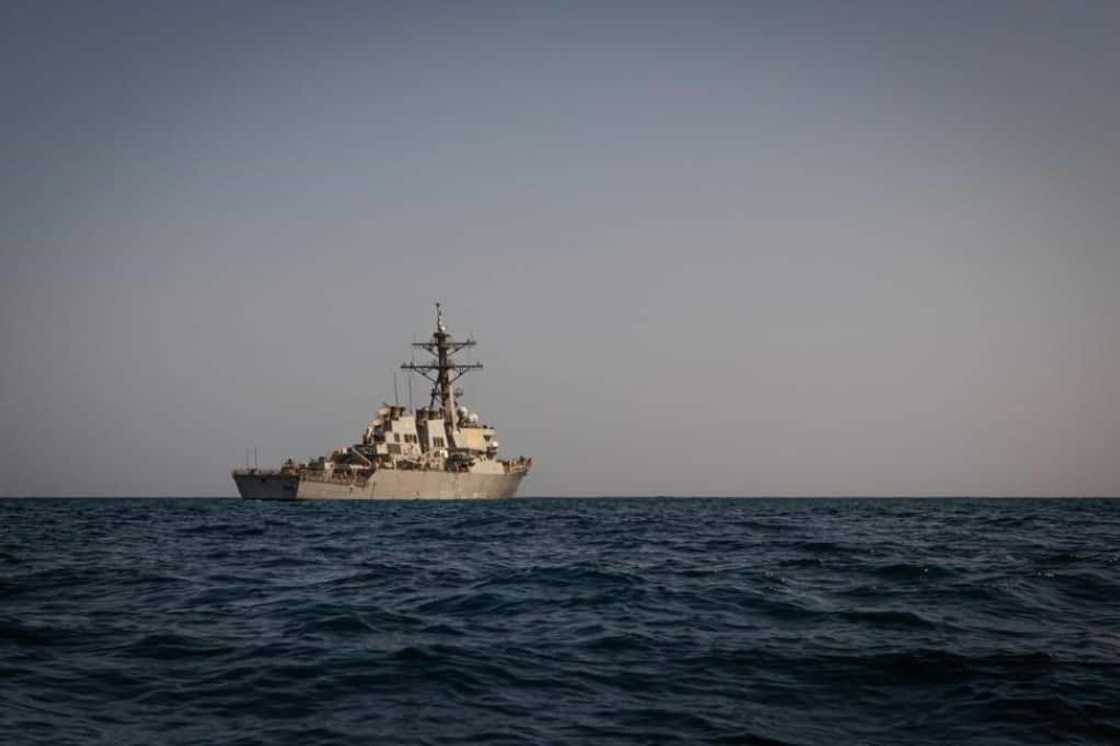 An image obtained from the US Department of Defense shows guided missile destroyer USS Carney in the Middle East region on December 6, 2023 An image obtained from the US Department of Defense shows guided missile destroyer USS Carney in the Middle East region on December 6, 2023