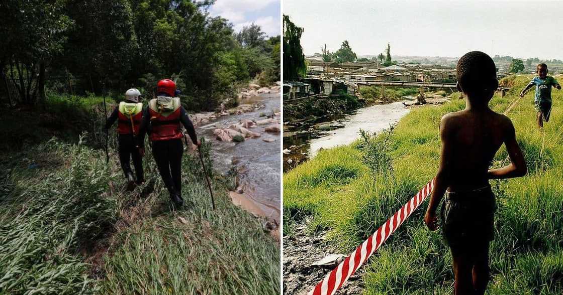 Rescuers continue the search for churchgoers swept away by flash floods in the Jukskei River Rescuers continue the search for churchgoers swept away by flash floods in the Jukskei River