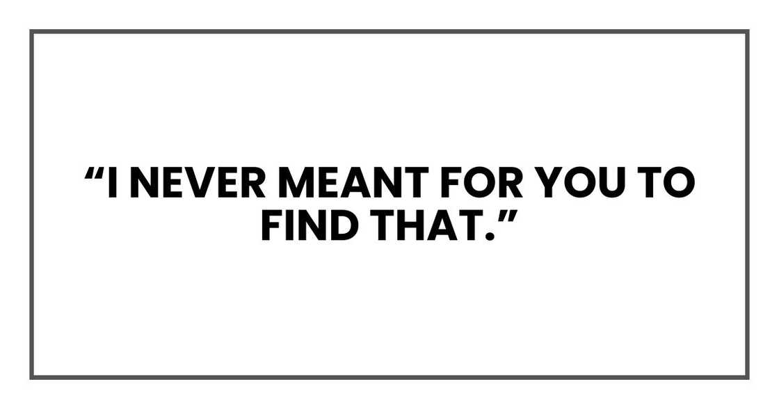 “I never meant for you to find that.” “I never meant for you to find that.”