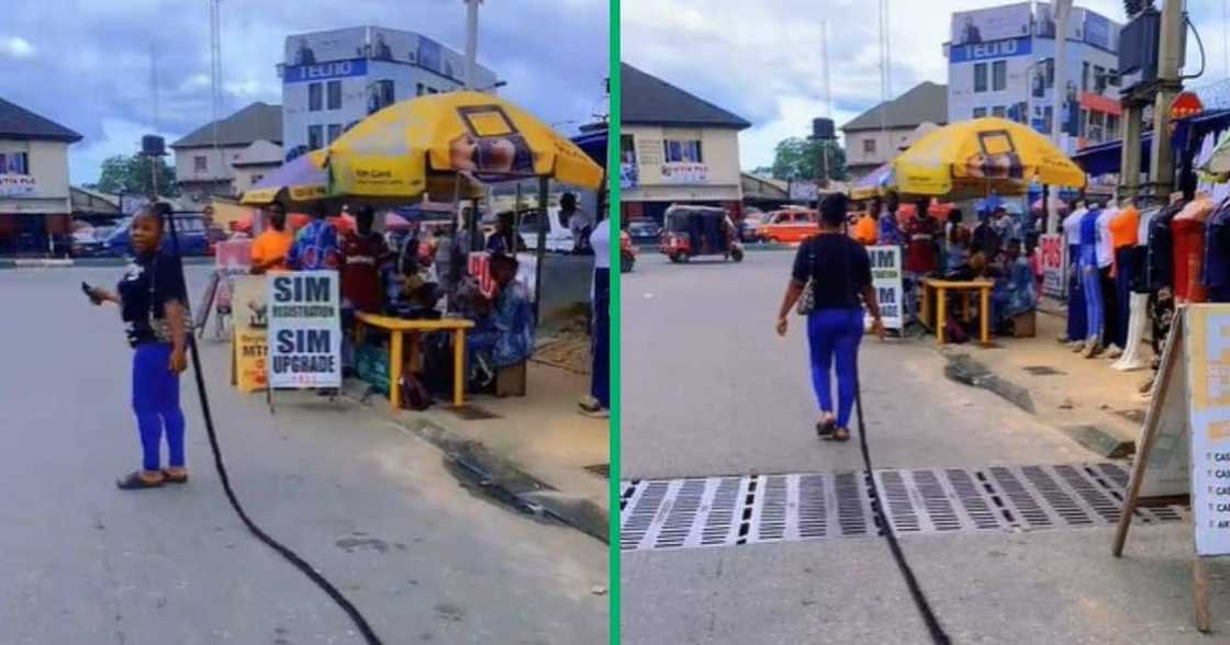 TikTok video of woman with giant braid on walk TikTok video of woman with giant braid on walk