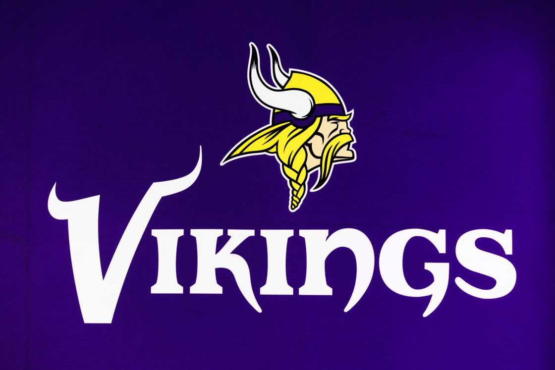 Minnesota Vikings logo at the Los Angeles Convention Center in Los Angeles Minnesota Vikings logo at the Los Angeles Convention Center in Los Angeles