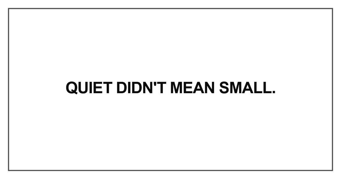 Quiet didn't mean small Quiet didn't mean small