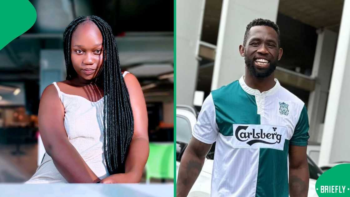 TikTok and Instagram photos of a fan and Siya Kolisi TikTok and Instagram photos of a fan and Siya Kolisi