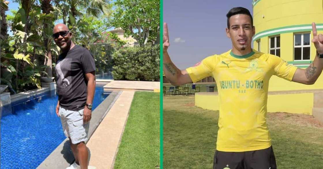 Ah Wadha coach Pitso Mosimane and Sundowns player Gaston Sirino Ah Wadha coach Pitso Mosimane and Sundowns player Gaston Sirino