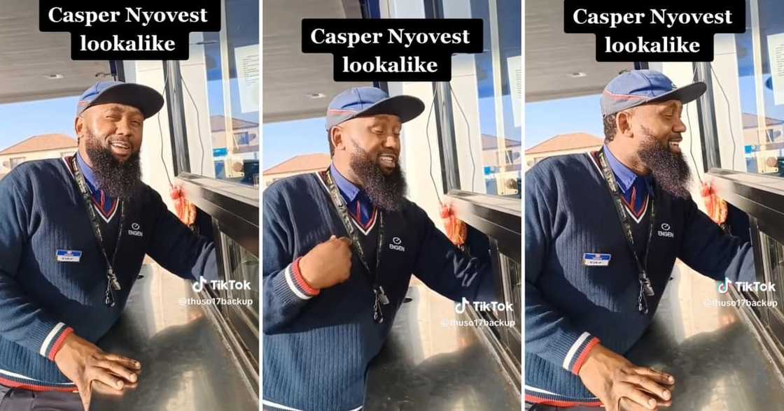 A video of Cassper Nyovest's lookalike working at Engen petrol station has gone viral A video of Cassper Nyovest's lookalike working at Engen petrol station has gone viral