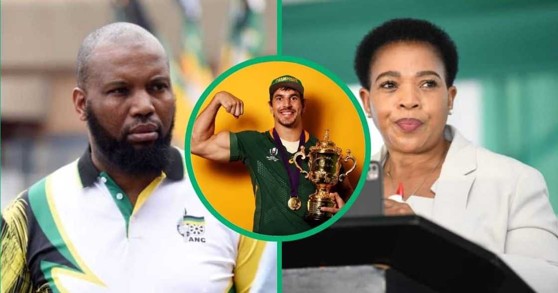 Duma Siboniso, Eben Etzebeth hold RWC trophy, KZN premier Duma Siboniso, Eben Etzebeth hold RWC trophy, KZN premier