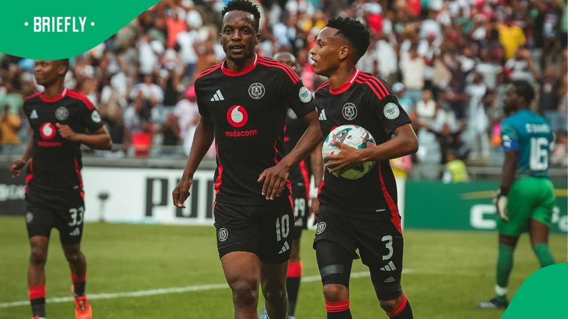 Relebohile Mofokeng reacts to Orlando Pirates' victory over CAF Champions League defending champions Al Ahly in Cairo.