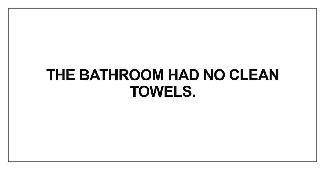 The bathroom had no clean towels The bathroom had no clean towels