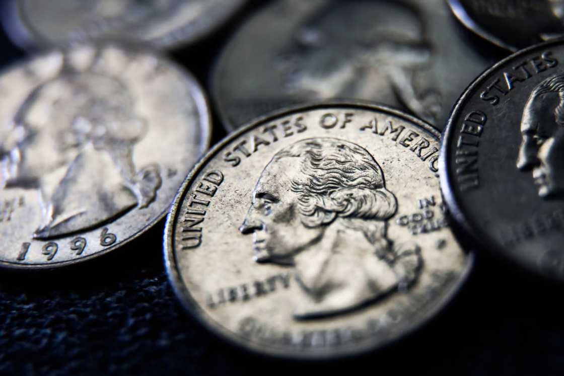 United States quarter dollar coins.