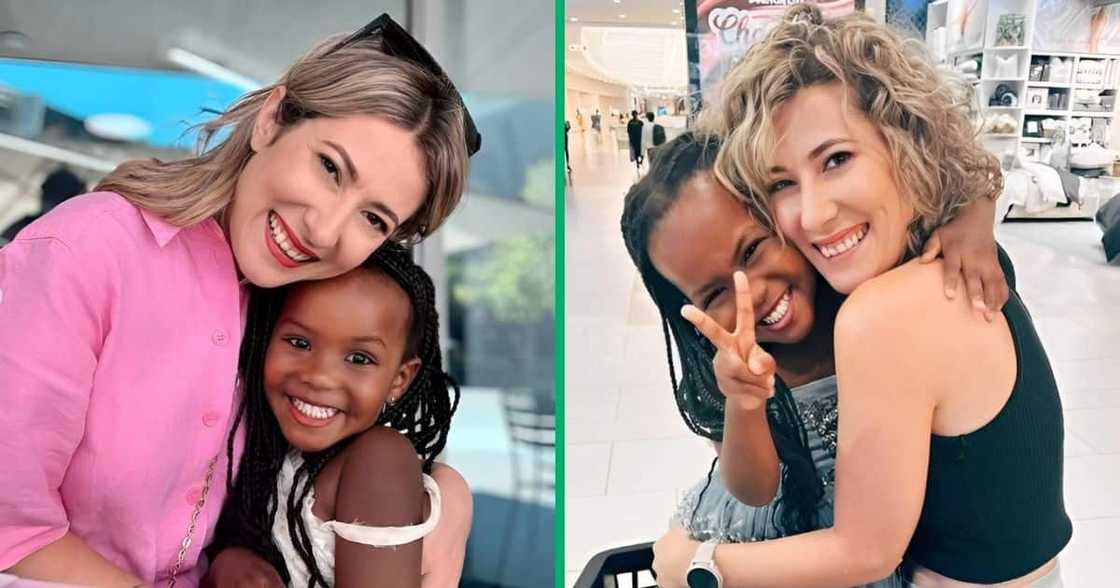 White mother and black daughter. White mother and black daughter.