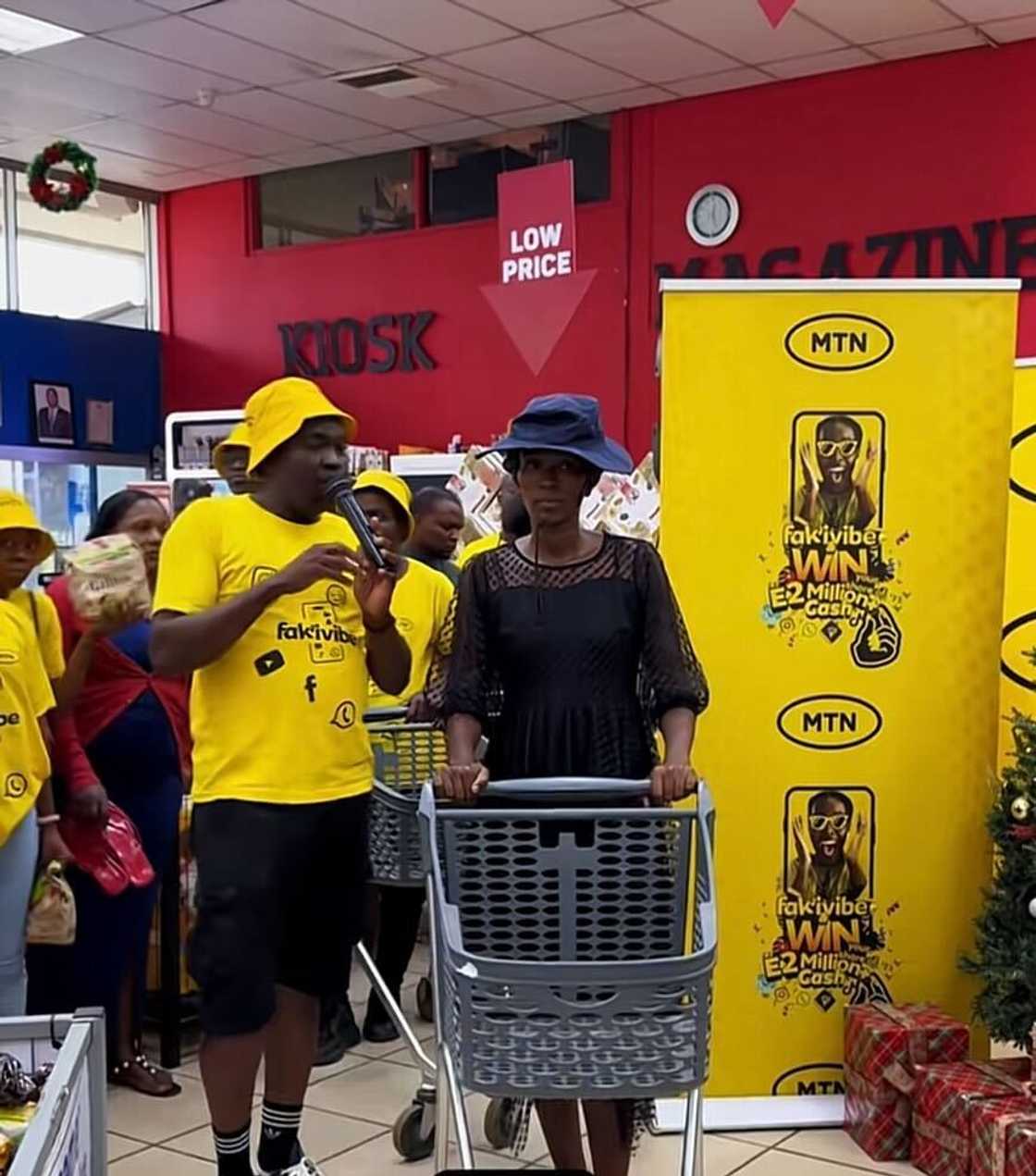 A South African woman took part in the festive season's trolley dash.