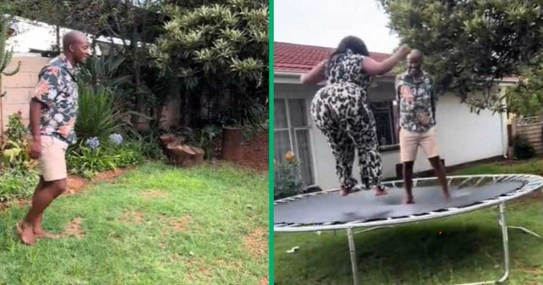 TikTok vide shows adults on trampoline