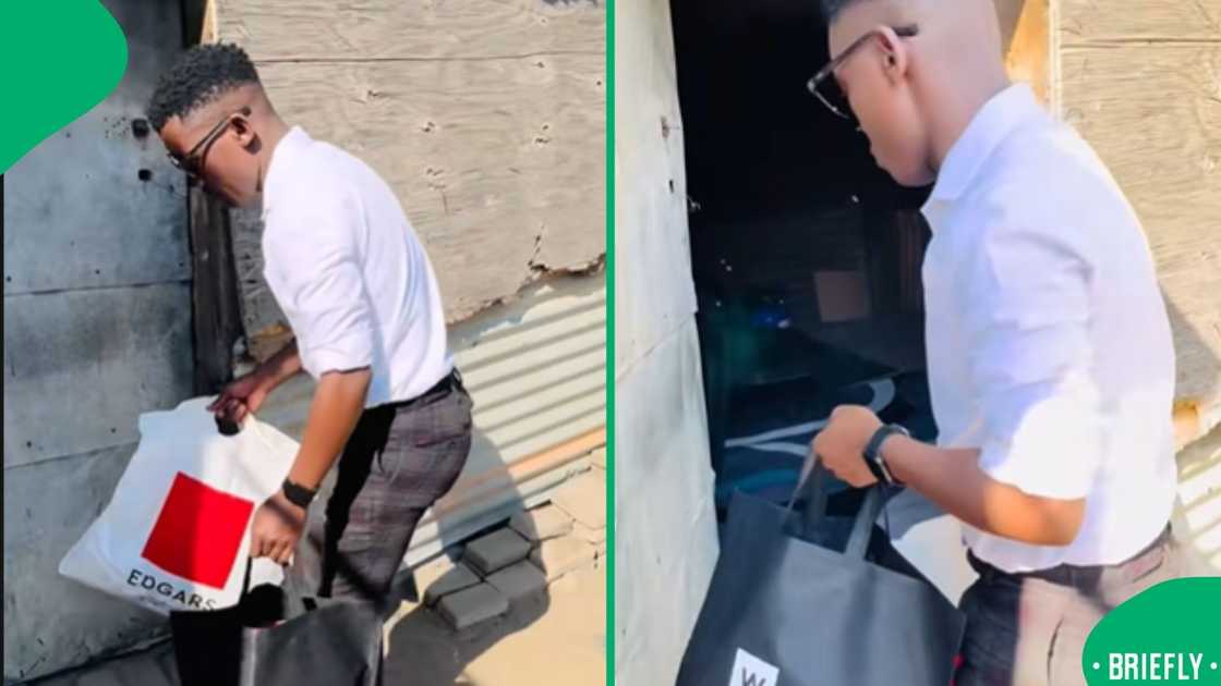 A TikTok clip of a man confidently bringing Edgars and Woolworths items back to his shack struck an emotional chord with viewers A TikTok clip of a man confidently bringing Edgars and Woolworths items back to his shack struck an emotional chord with viewers