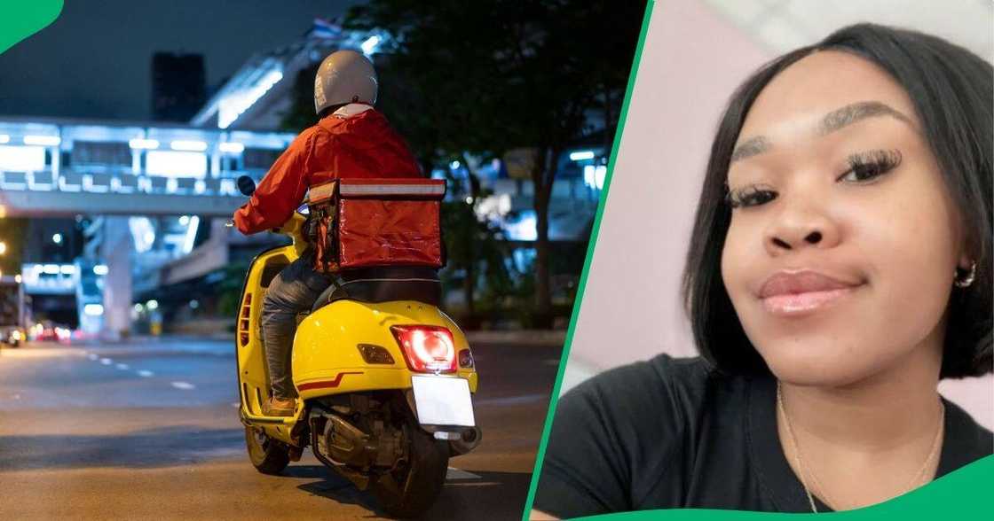 Delivery driver steals woman's food in CCTV video recording Delivery driver steals woman's food in CCTV video recording