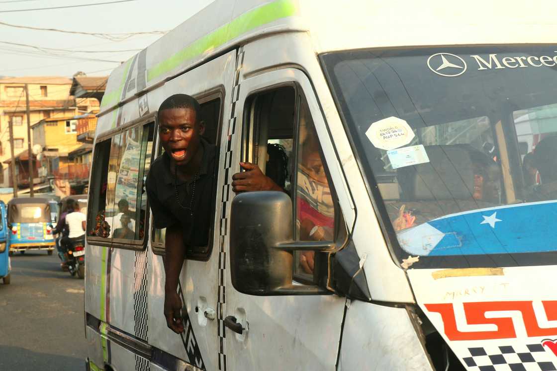 A man inside a minibus taxi