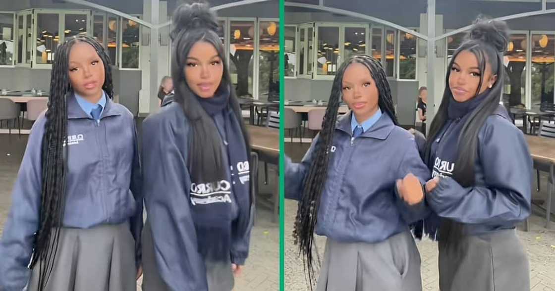 Two high school girls show off their killer moves. Two high school girls show off their killer moves.