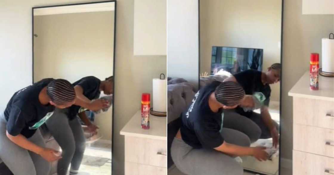 TikTok video fo woman showing off mirror