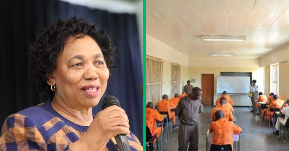 Basic Education Minister Angie Motshekga and matric prisoners Basic Education Minister Angie Motshekga and matric prisoners