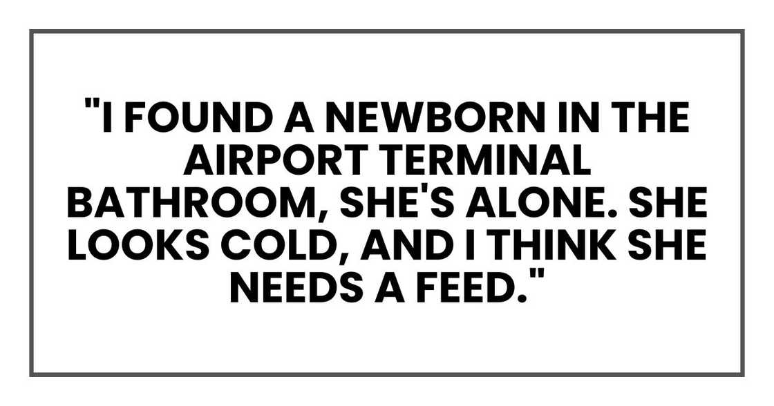"I found a newborn in the airport terminal bathroom