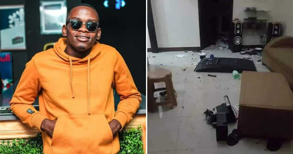 Twitter user @_Mashudu_M shared pictures which looked as if his home had been broken into Twitter user @_Mashudu_M shared pictures which looked as if his home had been broken into