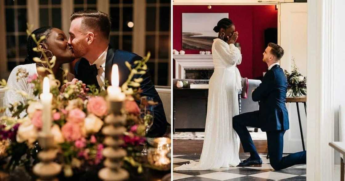 South Africans are falling in love with images of Rowan Adams who just proposed to his fiancee. Image: @rowancba/Twitter South Africans are falling in love with images of Rowan Adams who just proposed to his fiancee. Image: @rowancba/Twitter