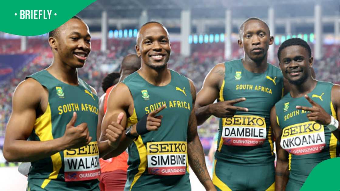 Team South Africa pose for picture at the World Athletics Relays Championship. Team South Africa pose for picture at the World Athletics Relays Championship.