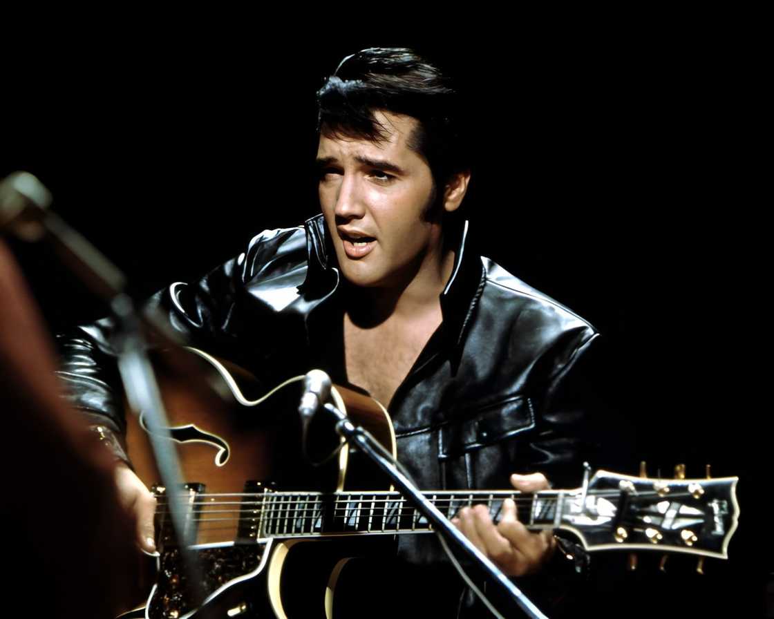 Elvis Presley during the Elvis comeback TV special on 27 June 1968.