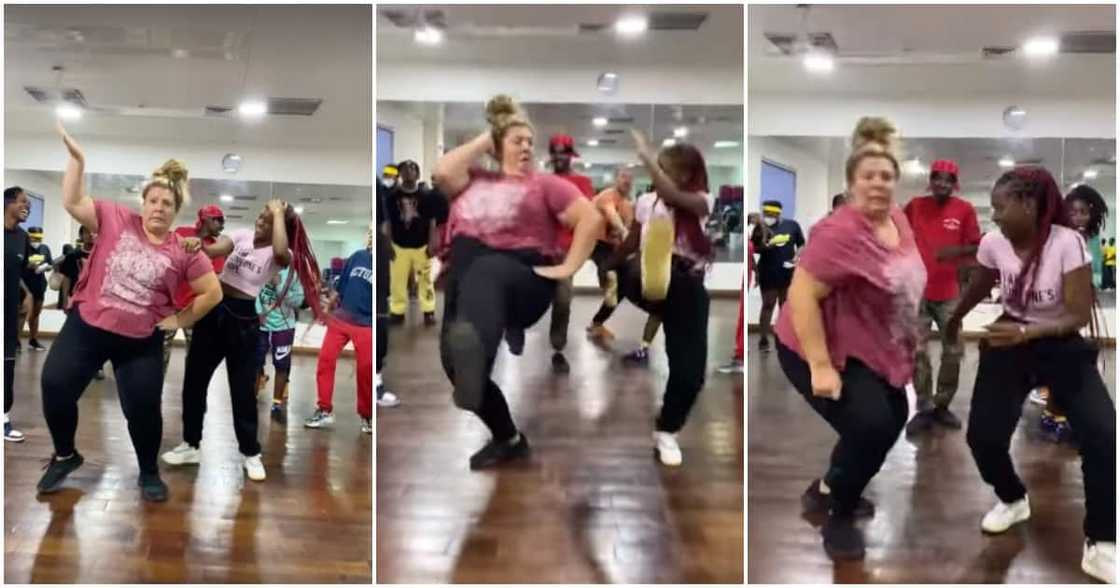 Plus-size Oyinbo leaves many wowed as she shows off dance skill, copies Nigerian moves effortlessly in video Plus-size Oyinbo leaves many wowed as she shows off dance skill, copies Nigerian moves effortlessly in video