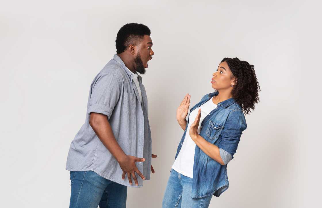 A man shouts at his partner A man shouts at his partner