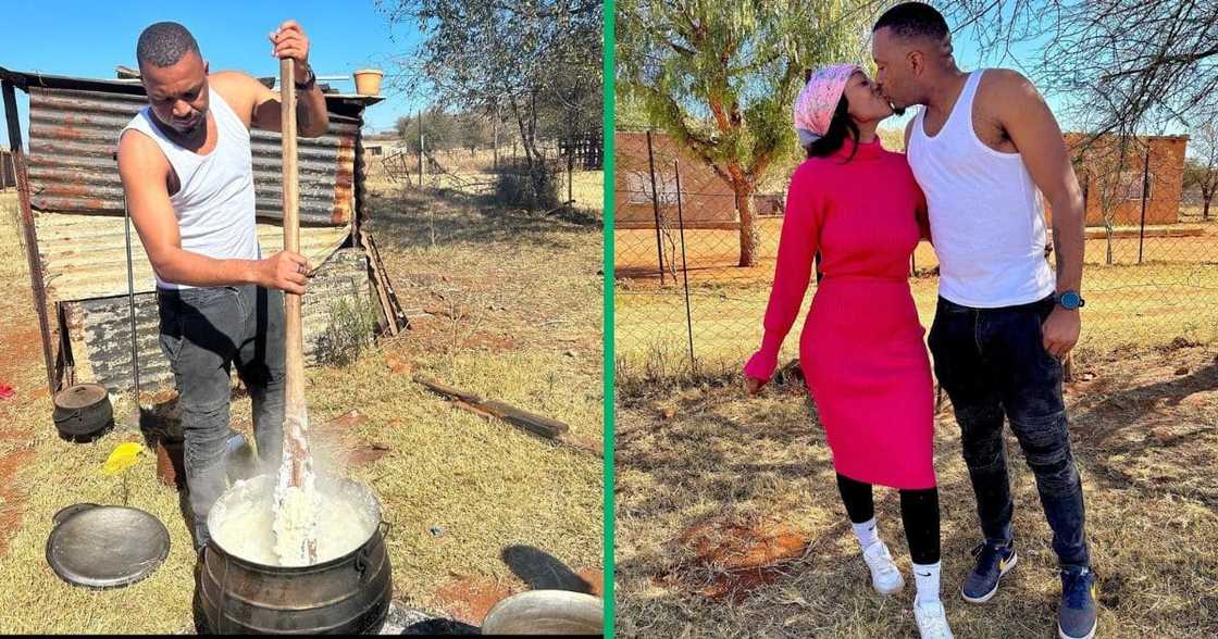 Khune helps his wife cook Khune helps his wife cook
