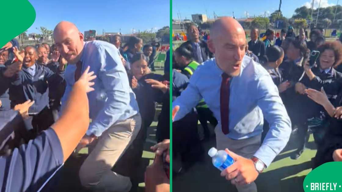 The teacher on the right showcased his dance moves