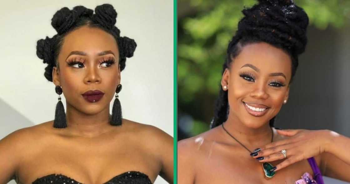 Bontle Modiselle shows off a new hairstyle on Instagram while visiting Rwanda.