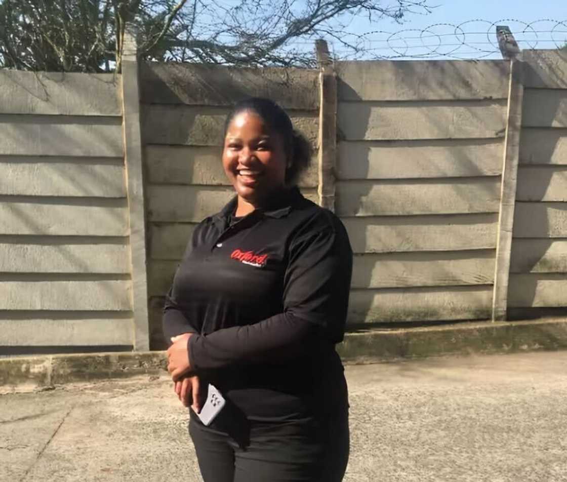 A woman from South Africa showed the contrast between her studies and her current job.