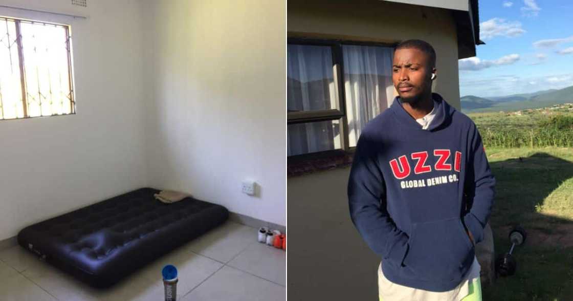 Man sleeping on air mattress Man sleeping on air mattress