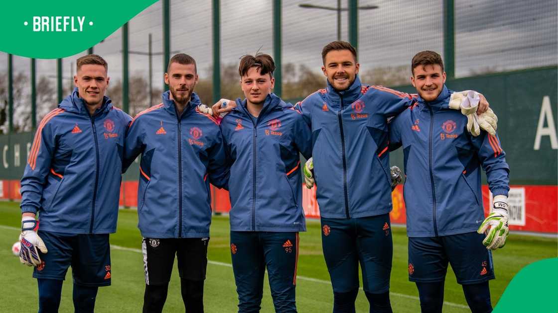 Elyh Harrison (centre) has trained alongside David de Gea at Manchester United.