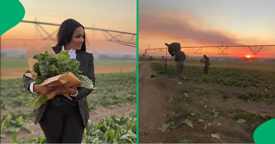 A photographer shared the photoshoot results with a female farmer named Tumi. A photographer shared the photoshoot results with a female farmer named Tumi.