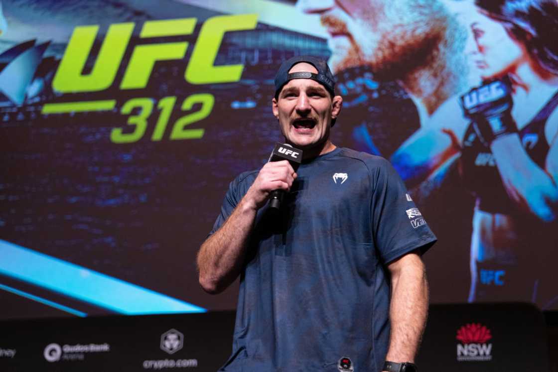 Sean Strickland during the UFC 312 open workout Sean Strickland during the UFC 312 open workout