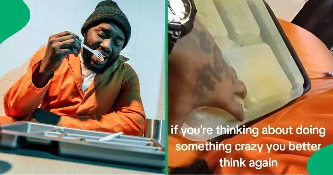An inmate with a TikTok account showed people his tray of prison food. An inmate with a TikTok account showed people his tray of prison food.