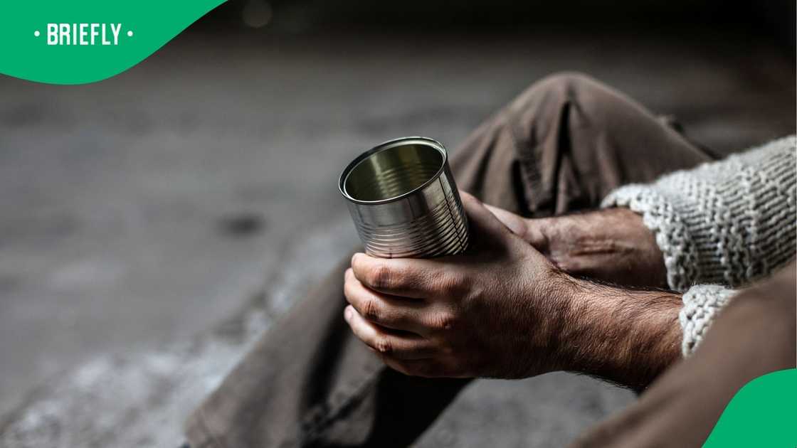 A stock photo of a street beggar