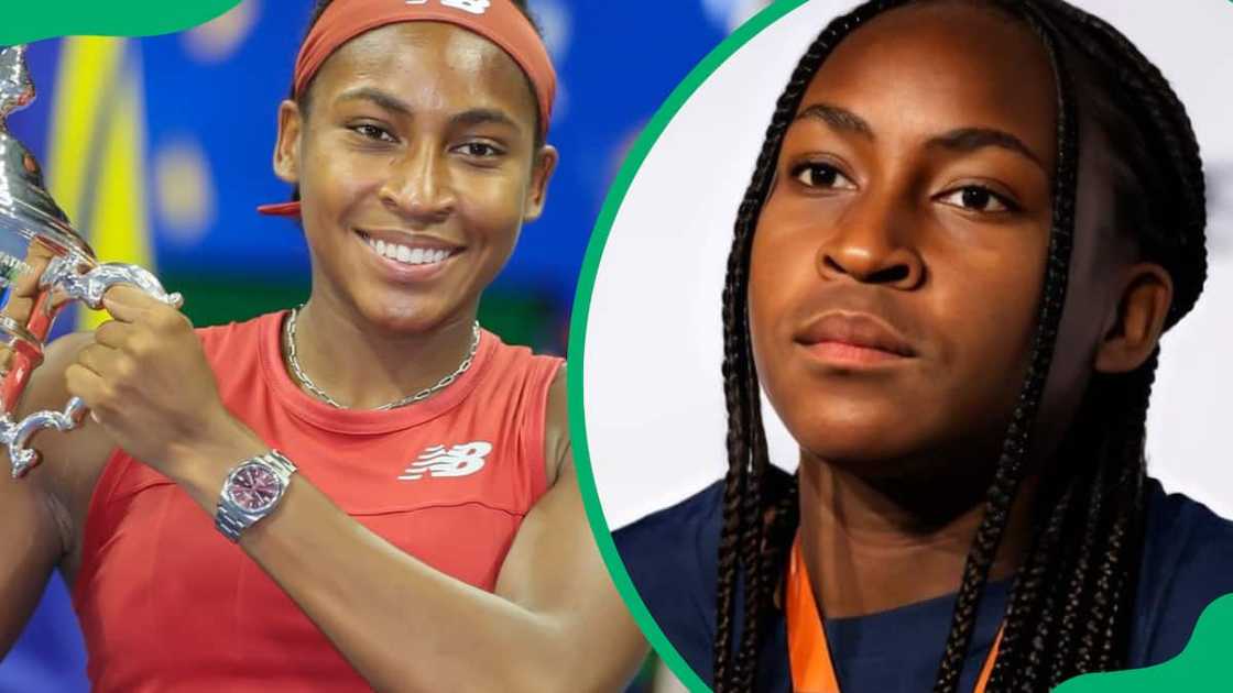 Coco Gauff's celebrating a win Coco Gauff's celebrating a win