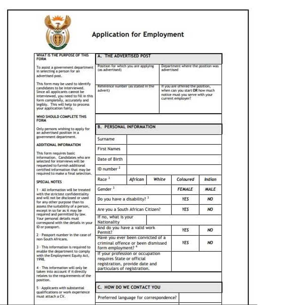 Z83 form: word form, pdf form download, how to fill it and example of filled form