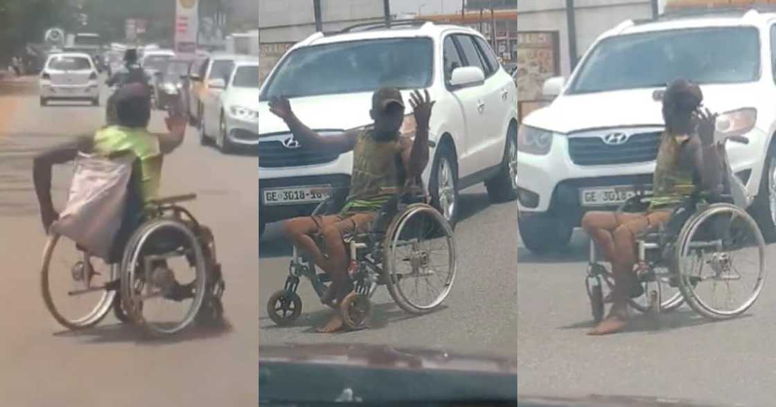 Ghanaian disabled man directing traffic in Accra Ghanaian disabled man directing traffic in Accra