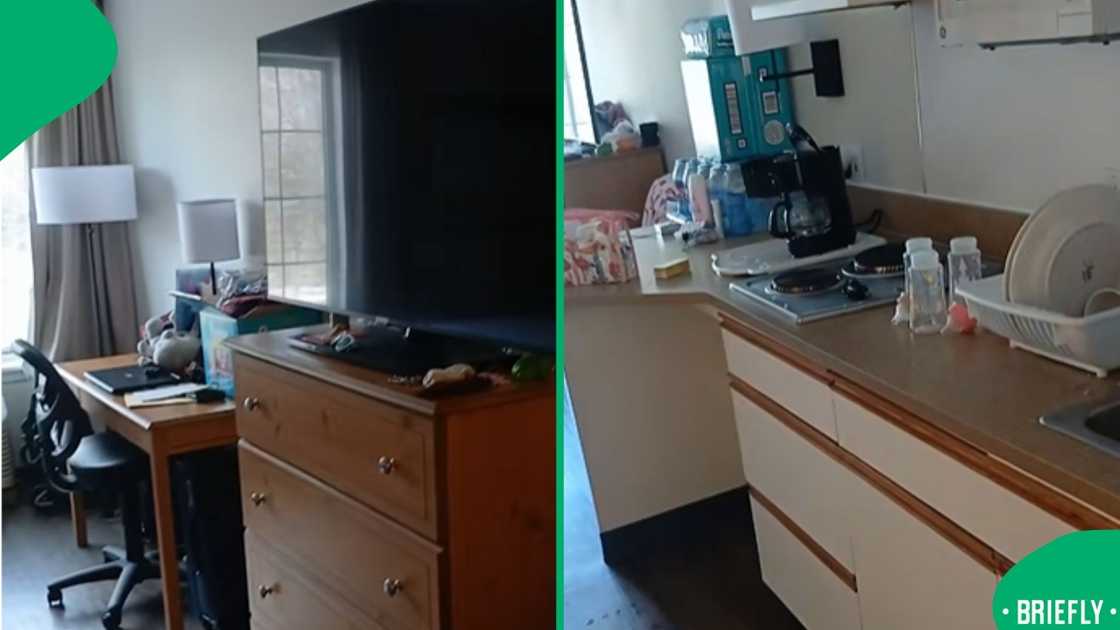 The visual on the right showed the the kitchen area The visual on the right showed the the kitchen area