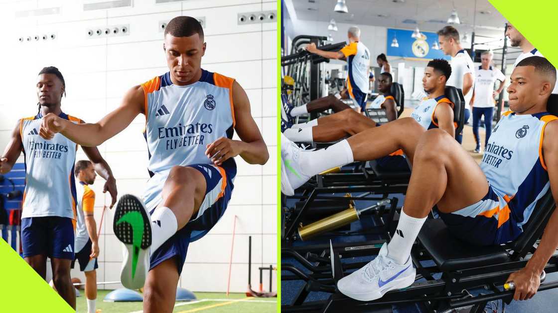 Kylian Mbappe joined his Real Madrid colleagues to train for the first time following his summer transfer.