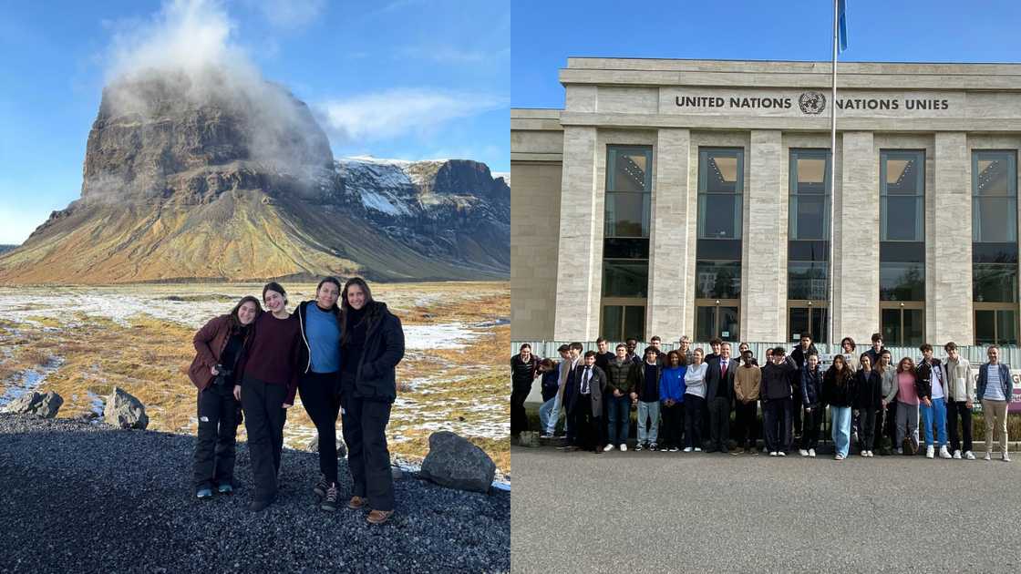 Collège du Léman students during trips to Iceland and Geneva