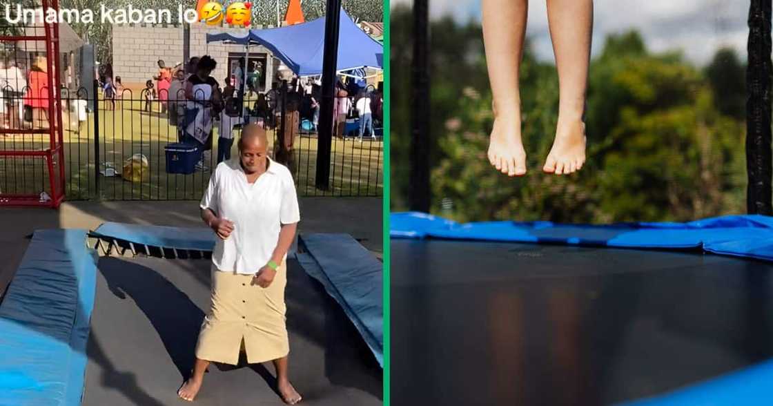 One gogo didn't let her age stop her from jumping on a trampoline. One gogo didn't let her age stop her from jumping on a trampoline.